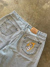 Street Fashion Embroidered Pattern Denim Shorts 2024