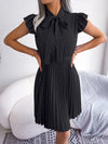 Bow Collar Lace-Up Dress