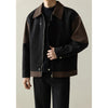 Men's Autumn Spring Loose Casual Patchwork Korea Streetwear Coat Outerwear