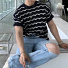 Update Your Style Trendy Striped Jacquard Mens T-Shirts for Spring and Summer