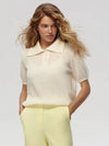 Wolfeel Summer New Polo Collar Hollow Knitted Short Sleeved Sweater Women's