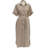 Cotton and Linen Long Dress Fashion Polo Neck Single Breasted Shirt