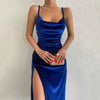Elegant Green Velvet Party Dress with Side Slit