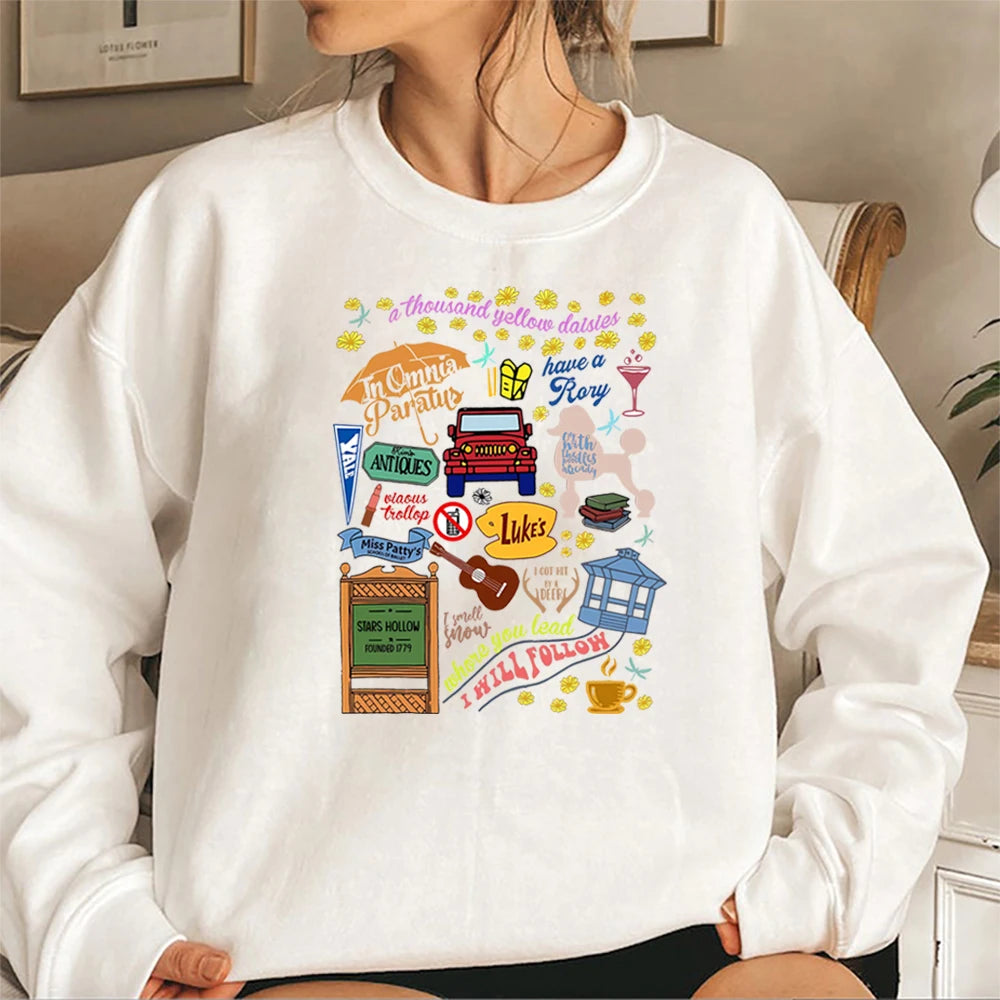 Vintage Gilmore Girls Stars Hollow Dragonfly Luke's Diner Sweater