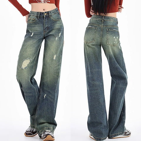 High Waist Baggy Jeans: Vintage Streetwear for Women