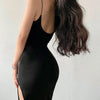 Rimocy 2024 Sexy Sleeveless Slim Long Dress Women Party Club High Split Spaghetti