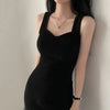 Women Slim Black Sleeveless Long Dress