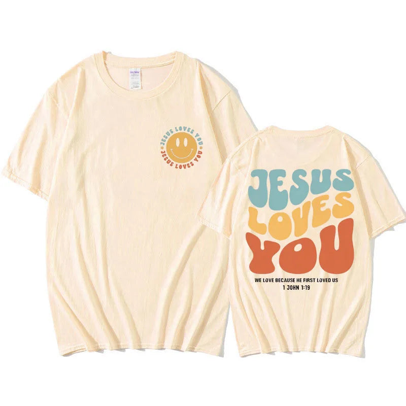 Jesus Loves You Funny T Shirt Men Christian Jesus Aesthetic T-shirt