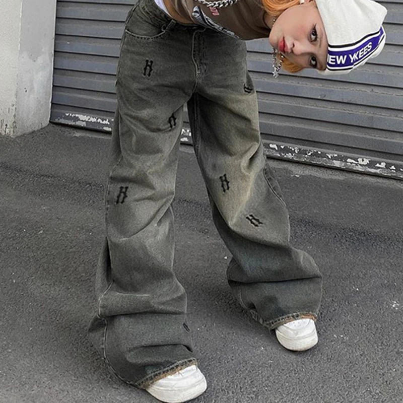 Baggy Women's Jeans Streetwear Y2K Straight Cargo Pants Low Raise