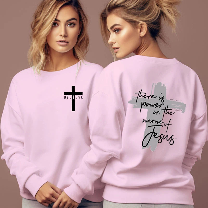 Women Christian Sweatshirt Power in Jesus Pullover