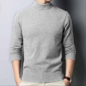 Cozy Knit Mock Neck Pullover For Men With Solid Color