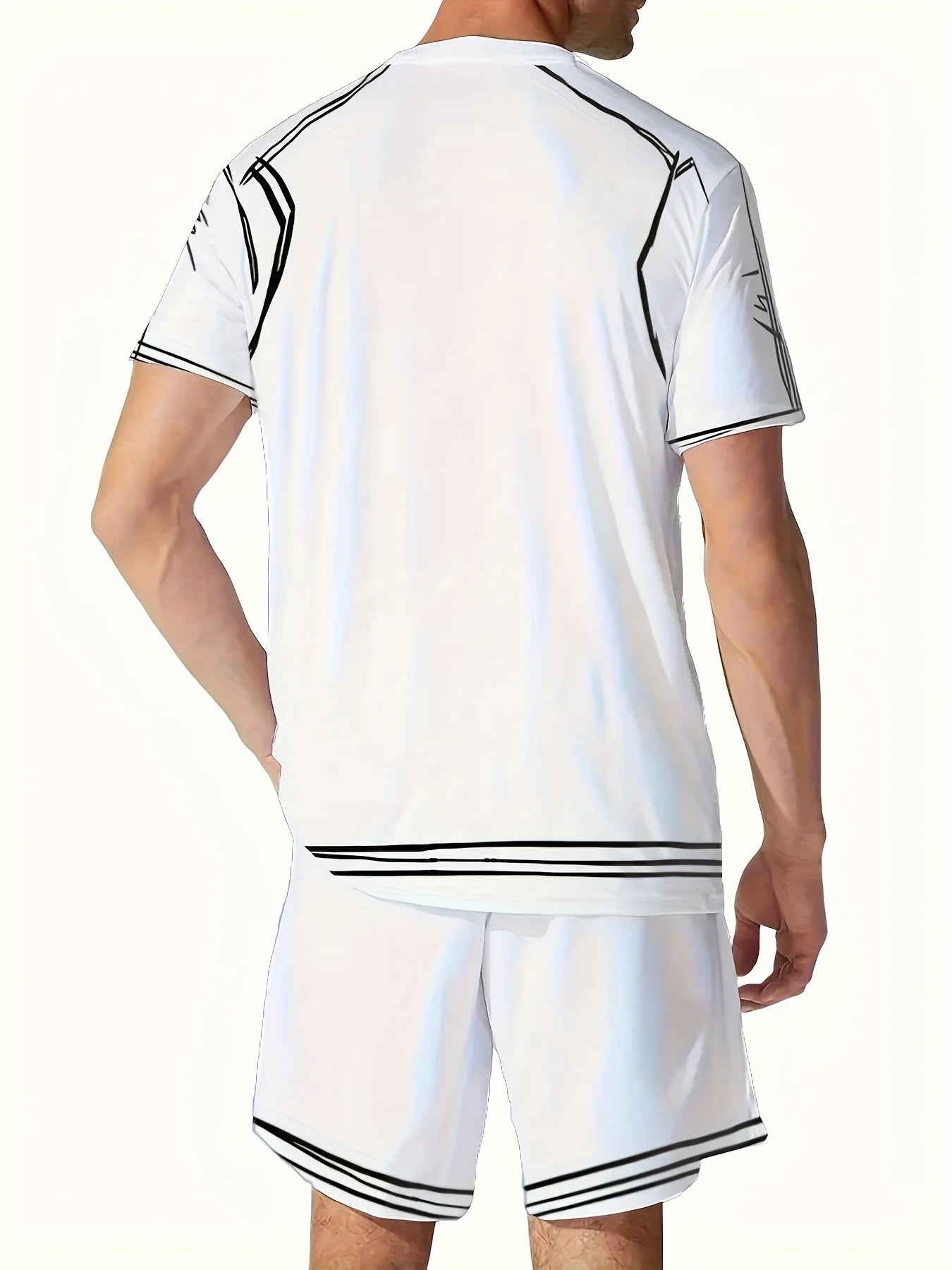 Men's suit top and shorts set Harajuku casual short 2-piece set