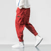 Men Red Harem Pants Multi-pocket Cargo Joggers