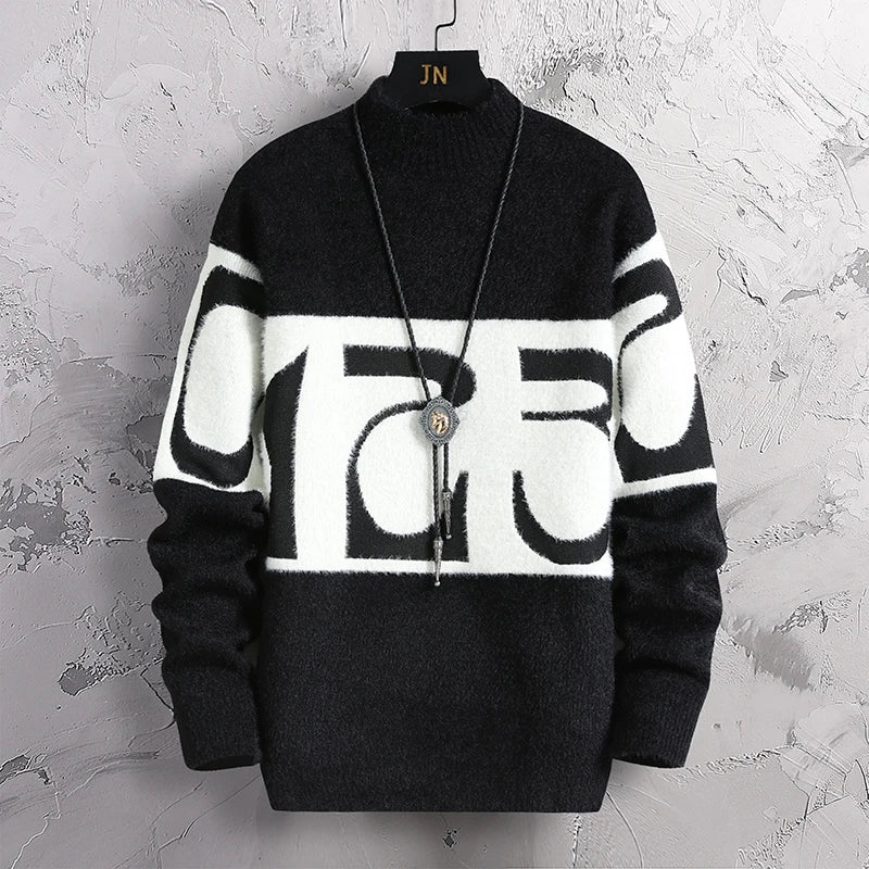 2023 Herrenpullover aus Kaschmir mit Patchwork-Digitaldruck
