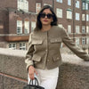 2024 Hot Fashion Women Bomber Cropped Jackets Female Golden Button Blazer Spring