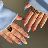 Colorful Glossy Acrylic Press On Nails Long Coffin Tips