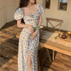 Elegant Off-Shoulder Floral Party Dress with Puff Sleeves for Women