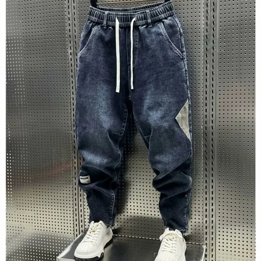 2024 Autumn Men's Fleece Jeans Stretchable Loose