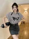 Youth Elegant Blouse Women Summer Shoulder Short sleeve Fashion Tee Shirt