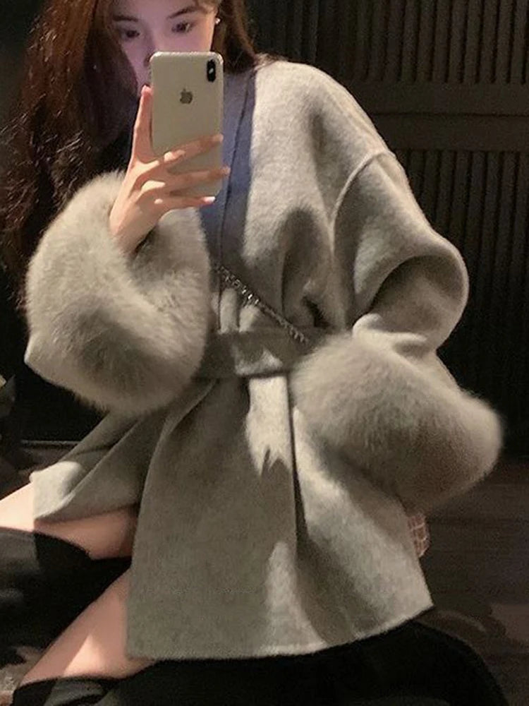 Patchwork Woolen Coat Beautiful Jacket Autumn 2024