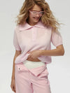 Wolfeel Summer New Polo Collar Hollow Knitted Short Sleeved Sweater Women's