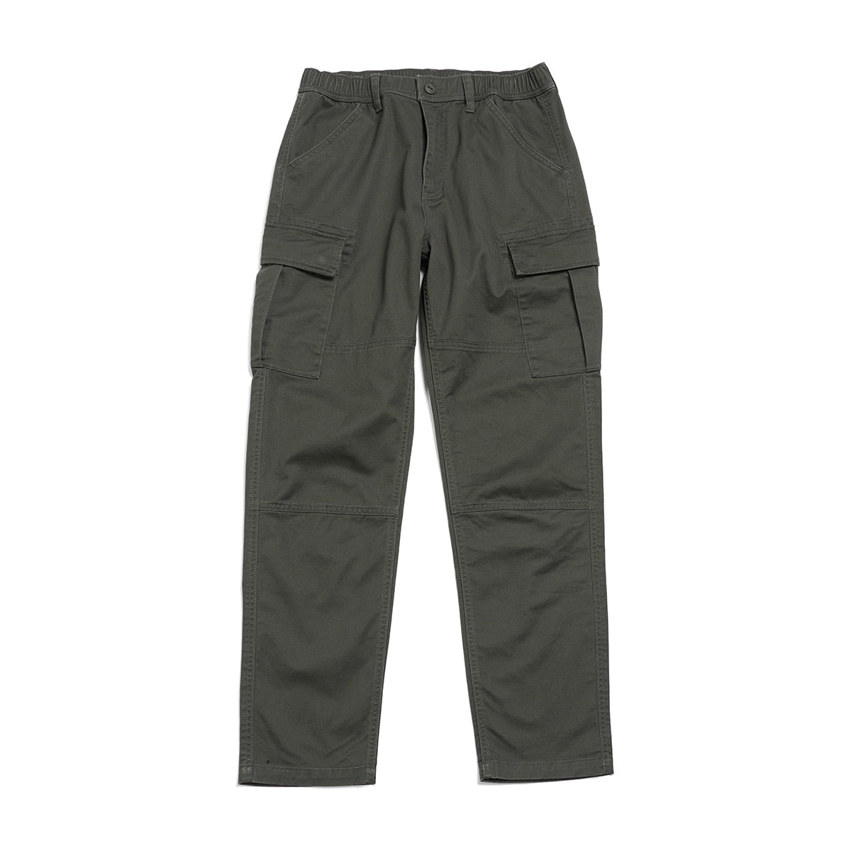 Straight Cargo Pants Men Tactical Hiking Multi Pockets Outdoor Elastic Waist Trousers