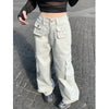 White High Waisted Wide Leg Baggy Jeans for Women Y2K