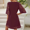 Dress Plus Size Elegant Embroidery Chiffon Lace Half Sleeve Prom Formal Party