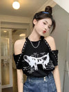 Youth Elegant Blouse Women Summer Shoulder Short sleeve Fashion Tee Shirt