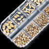 Gold Nail Rhinestone 12 Grids Multi-Shaped Flat Back Gemstones 3D