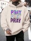 Pray Print Men's Casual Fleece Hoodie