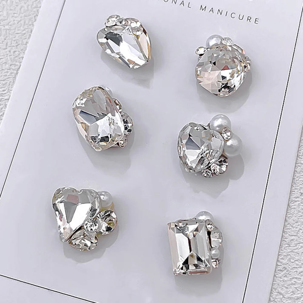 Crystal Nail Rhinestones 24pcs Transparent Alloy Ice Pile Drill