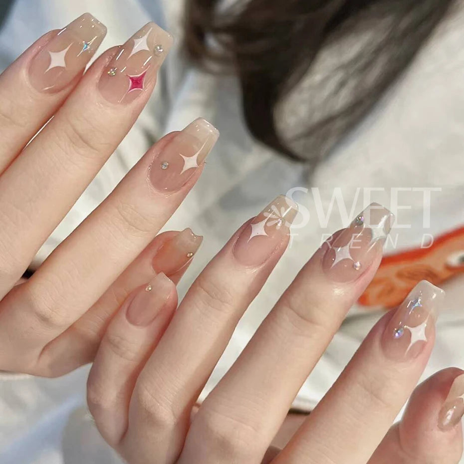 3d Bronzing Laser Cross Stars Y2k Nail Sticker Adhesive Manicure