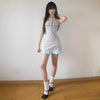 Preppy Mini Dress Summer Sleeveless Halter Partywear