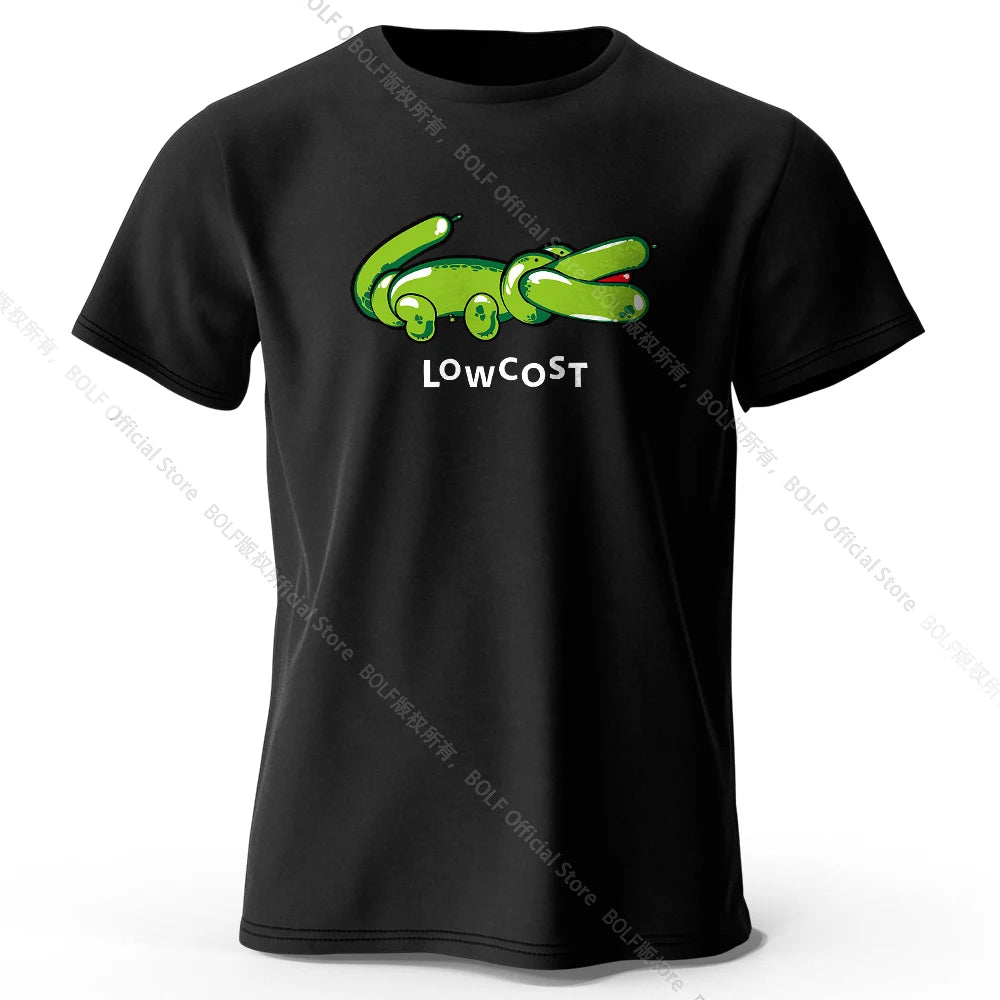 Mens Lowcost Crocodile Joke Tshirt 100 Cotton Oversized Funny Tee