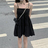 Women Korean Style Prom Dress Waist-Tight Fluffy Black