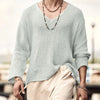 Autumn Men's Clothing Knit T Shirt Solid Color V Neck Long Sleeve Streetwear