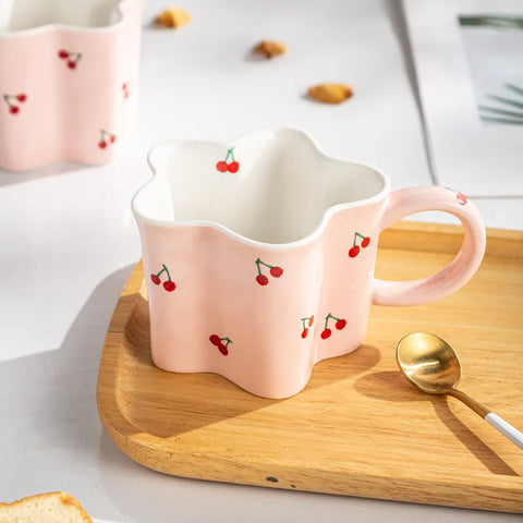Mug with Creative  Ceramic Cherry Design