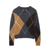 Women’s Plaid V-Neck Sweater Contrast Soft Autumn Winter