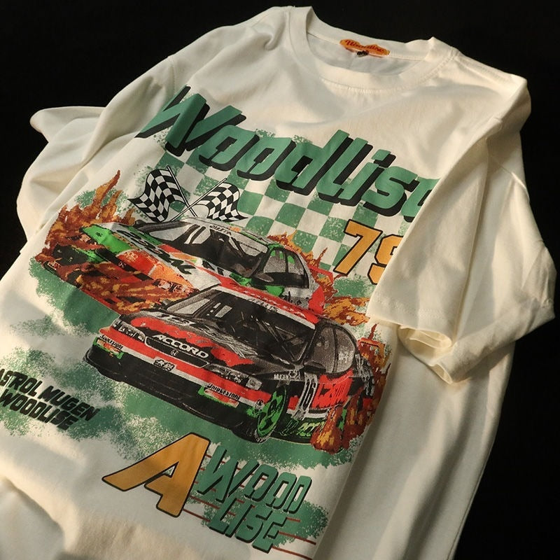 Y2K Vintage Racing Cars Graphic T-Shirts Hip Hop Summer Tops