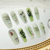 Fall Nails Bamboo Poetry Painting Press-on Nails Reusable Full Cover