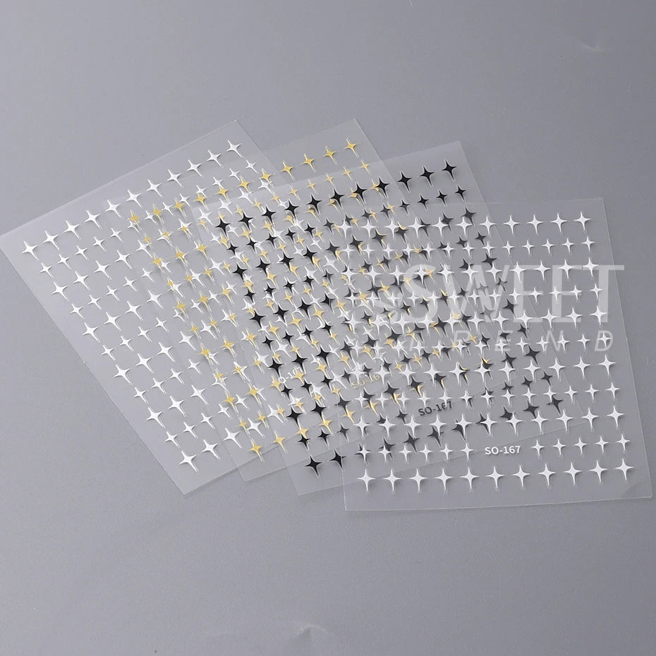 3d Bronzing Laser Cross Stars Y2k Nail Sticker Adhesive Manicure