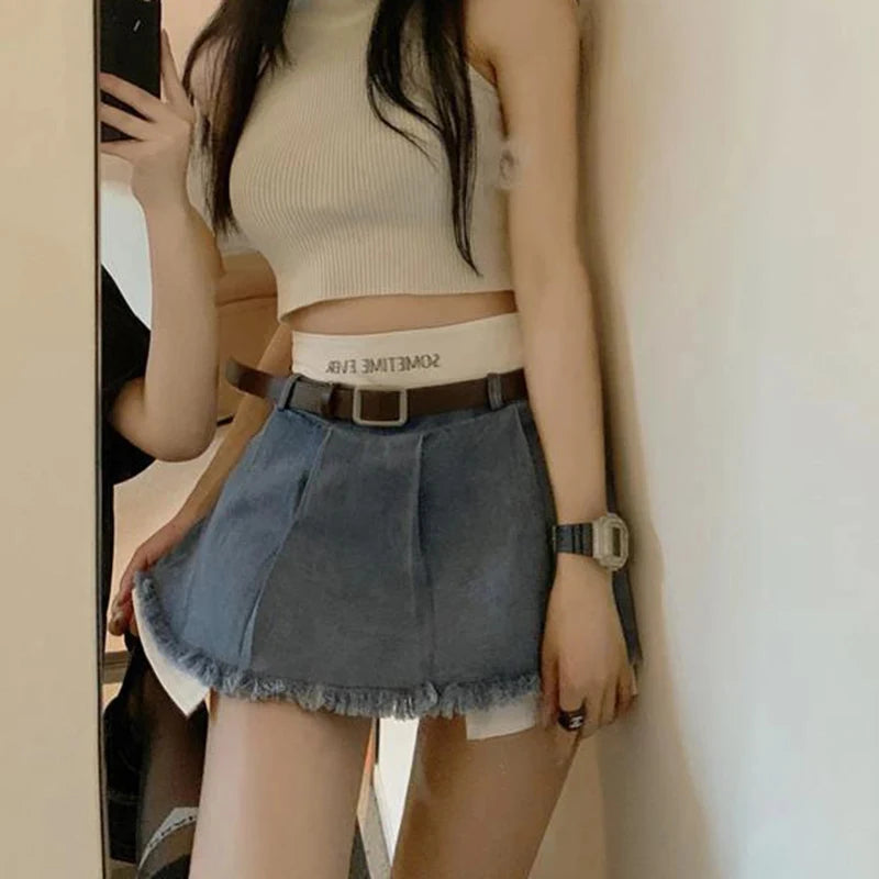 Y2K Patchwork Denim Mini Skirt