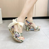 Hot Lace Leisure Women Wedges Heeled Women Shoes 2024