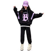 Girls Suit Sweater with Hood + Trousers Two-piece Suit Loose Harem Pants Suit Outer