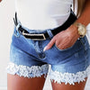 Blue Lace High Stretch Denim Shorts