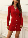 Women’s Midi V-neck Sweater Bodycon Fall Winter Dress