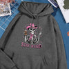 Pink Hat Skull Print Stay Weird Letter Man Hoodies Soft Fleece