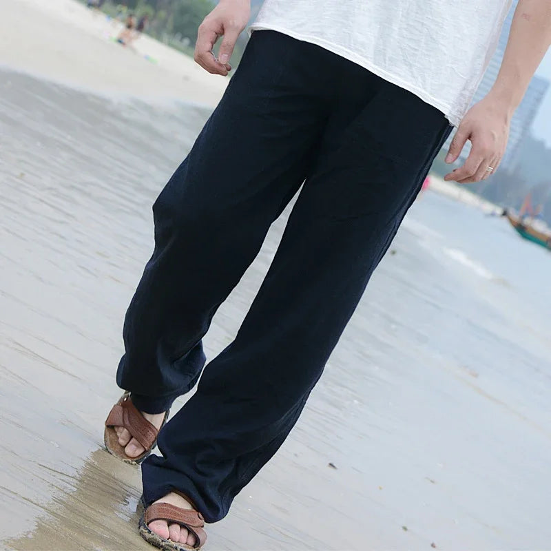 2025 Pants Elastic Waist Casual Solid Color Trousers Baggy Loose