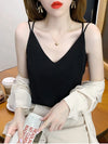 2024 Sexy V Neck Halter Camis Silk Backless Crop Top Women’s Satin